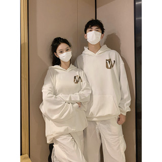 Áo hoodie dài tay 100% cotton mới dành cho cả nam và nữ Áo hoodie cặp đôi dáng rộng cổ tròn in hình độc đáo