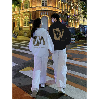 Áo hoodie dài tay 100% cotton mới dành cho cả nam và nữ Áo hoodie cặp đôi dáng rộng cổ tròn in hình độc đáo