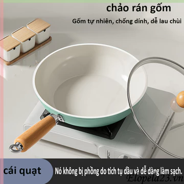 Chảo gốm, chảo chống dính gốm sứ cao cấp gia dụng, chảo chống trầy xước, bền, chống ăn mòn, chảo gốm xanh Qiubo, chảo rán gia dụng, bếp từ, bếp ga, chảo đa năng, chảo gốm