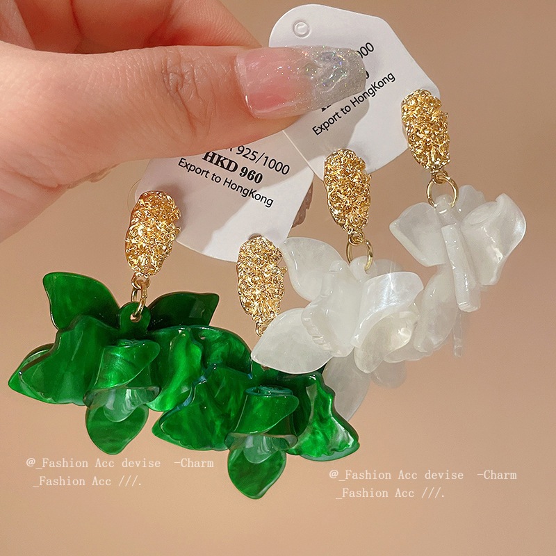 Kim bạc nhỏ bông tai hoa tươi khí chất thiết kế thời trang cảm giác đinh tán thích hợp phù hợp với bông tai giác quan cao cấp bán buôn nữ
