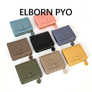 Ví Da Đơn Giản Nhật Bản Nữ Ngắn Bi-Fold Đựng Thẻ Đa Năng Lớp Đầu Tiên Da Bò Có Dây Kéo Thay Đổi Boai