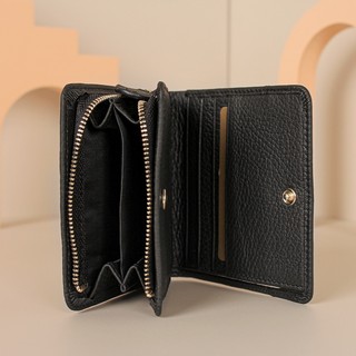 Ví Da Đơn Giản Nhật Bản Nữ Ngắn Bi-Fold Đựng Thẻ Đa Năng Lớp Đầu Tiên Da Bò Có Dây Kéo Thay Đổi Boai