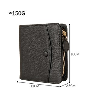Ví Da Đơn Giản Nhật Bản Nữ Ngắn Bi-Fold Đựng Thẻ Đa Năng Lớp Đầu Tiên Da Bò Có Dây Kéo Thay Đổi Boai