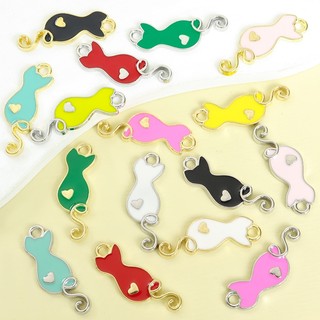 10 Chiếc Mới Mini Dễ Thương Dopamine Mèo Con Men Quyến Rũ Xuân Hè Vòng Cổ Thời Trang, Vòng Tay, Bông Tai Và Nhiều Dây Xích Đồ Trang Trí Thủ Công DIY Đáng Yêu Nhiều Màu Sắc Mèo Nhỏ Giọt Dầu Mặt Dây Hợp Kim