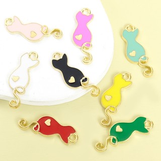 10 Chiếc Mới Mini Dễ Thương Dopamine Mèo Con Men Quyến Rũ Xuân Hè Vòng Cổ Thời Trang, Vòng Tay, Bông Tai Và Nhiều Dây Xích Đồ Trang Trí Thủ Công DIY Đáng Yêu Nhiều Màu Sắc Mèo Nhỏ Giọt Dầu Mặt Dây Hợp Kim