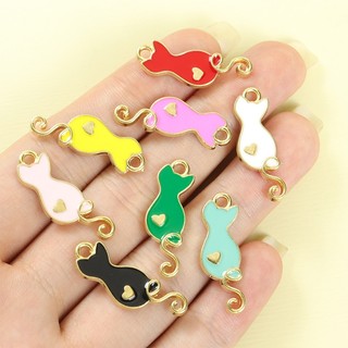 10 Chiếc Mới Mini Dễ Thương Dopamine Mèo Con Men Quyến Rũ Xuân Hè Vòng Cổ Thời Trang, Vòng Tay, Bông Tai Và Nhiều Dây Xích Đồ Trang Trí Thủ Công DIY Đáng Yêu Nhiều Màu Sắc Mèo Nhỏ Giọt Dầu Mặt Dây Hợp Kim