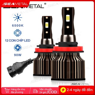 SEAMETAL 2 cái đèn pha LED xe ô tô H1 H4 H7 H11 9005 9006 cao thấp dầm 6500K IP68 90W bóng đèn đi sương mù đèn LED phía trước xe ô tô