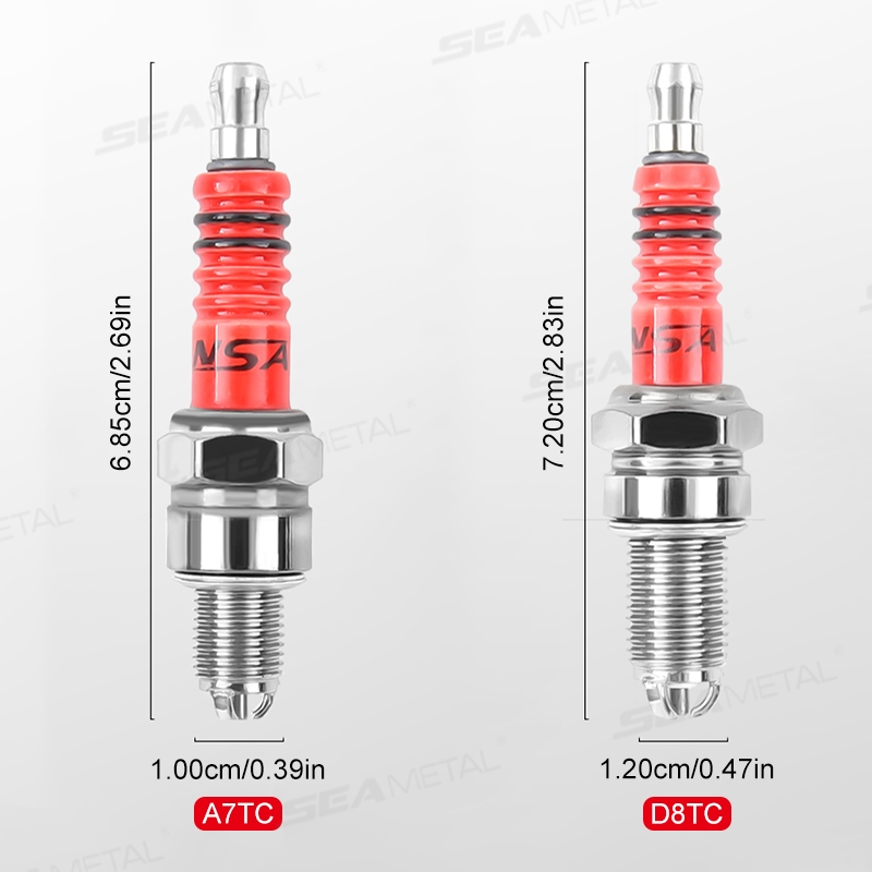 bugi xe máy SEAMETAL Racing Bugi 3 Ba Điện Cực A7TC D8TC Phù Hợp Cho GY6 CG 50 70 110 125 150CC Xe Máy Atv Xe Tay Ga Bụi Bẩn Xe Đạp