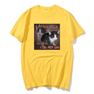 Tôi Không Nghĩ Vì Thế Tôi Không Phải Là Mèo Meme Áo Ngộ nghĩnh Nam Bông Tai Kẹp Vintage Đồ Họa Áo Thun Unisex Cao Cấp Cotton