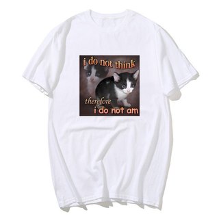 Tôi Không Nghĩ Vì Thế Tôi Không Phải Là Mèo Meme Áo Ngộ nghĩnh Nam Bông Tai Kẹp Vintage Đồ Họa Áo Thun Unisex Cao Cấp Cotton