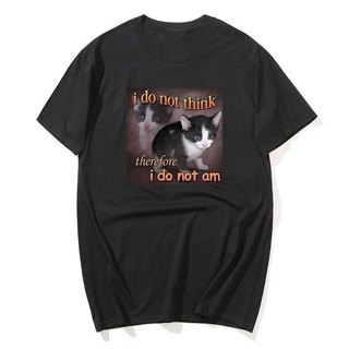 Tôi Không Nghĩ Vì Thế Tôi Không Phải Là Mèo Meme Áo Ngộ nghĩnh Nam Bông Tai Kẹp Vintage Đồ Họa Áo Thun Unisex Cao Cấp Cotton