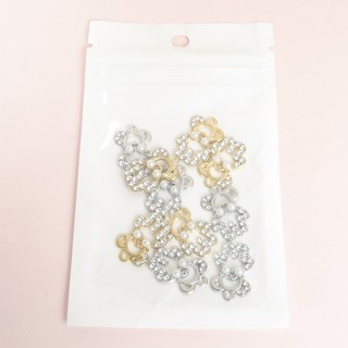 10 Chiếc Dễ Thương Nơ Rỗng Dây Buộc Gấu Nhỏ Quyến Rũ Với Kim Cương Giả Sáng Bóng & Ngọc Trai Hoạt Hình Hình Hình Động Vật Mặt Dây Hợp Kim Cho DIY Vòng Cổ Thời Trang Vòng Tay Bông Tai Móc Khóa Trang Trí Điện Thoại