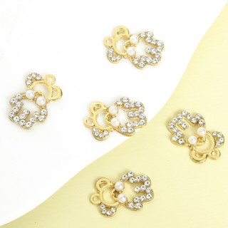 10 Chiếc Dễ Thương Nơ Rỗng Dây Buộc Gấu Nhỏ Quyến Rũ Với Kim Cương Giả Sáng Bóng & Ngọc Trai Hoạt Hình Hình Hình Động Vật Mặt Dây Hợp Kim Cho DIY Vòng Cổ Thời Trang Vòng Tay Bông Tai Móc Khóa Trang Trí Điện Thoại
