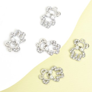 10 Chiếc Dễ Thương Nơ Rỗng Dây Buộc Gấu Nhỏ Quyến Rũ Với Kim Cương Giả Sáng Bóng & Ngọc Trai Hoạt Hình Hình Hình Động Vật Mặt Dây Hợp Kim Cho DIY Vòng Cổ Thời Trang Vòng Tay Bông Tai Móc Khóa Trang Trí Điện Thoại