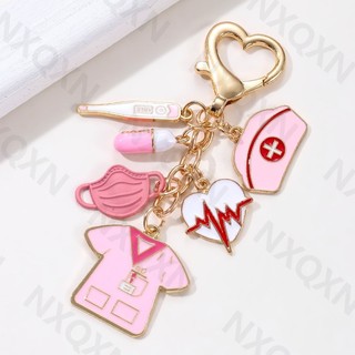 Hoạt Hình Trái Tim Y Tá Đồng Nhất Nón Nhiệt Kế Men Móc Khóa Viên nang Bác Sĩ Chìa Khóa Nhẫn Nữ Quà Tặng Tốt Handmade Trang Sức