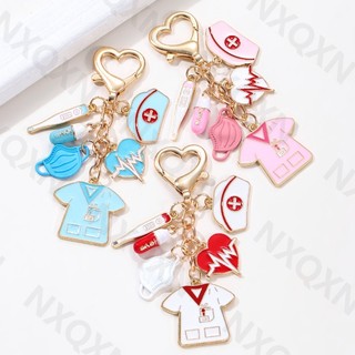 Hoạt Hình Trái Tim Y Tá Đồng Nhất Nón Nhiệt Kế Men Móc Khóa Viên nang Bác Sĩ Chìa Khóa Nhẫn Nữ Quà Tặng Tốt Handmade Trang Sức