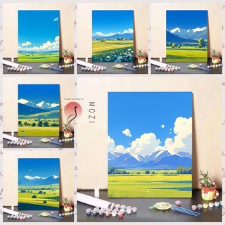 MOZI✨40 * 50cm / 30 * 40cm phong cảnh đồng quê tranh tô màu theo số tranh số hóa tranh sơn dầu số hoá bộ tô màu theo sốThảo Nguyên Phong Cảnh Kỹ Thuật Số Tranh Sơn Dầu Tự Làm Đầy Tranh Sơn Màu Tranh Handmade Tranh Kỹ Thuật Số Tranh Sơn Dầu Acryli