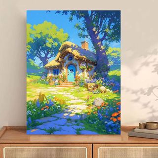 Mozi ✨40 * 50cm / 30 * 40cm Rừng Cabin Tự Làm Kỹ Thuật Số Tranh Sơn Dầu Vẽ Tay Tranh Tô Màu Tranh Kỹ Thuật Số Tranh Làm Đầy Tranh Sơn Dầu Trang Trí Phòng Tranh