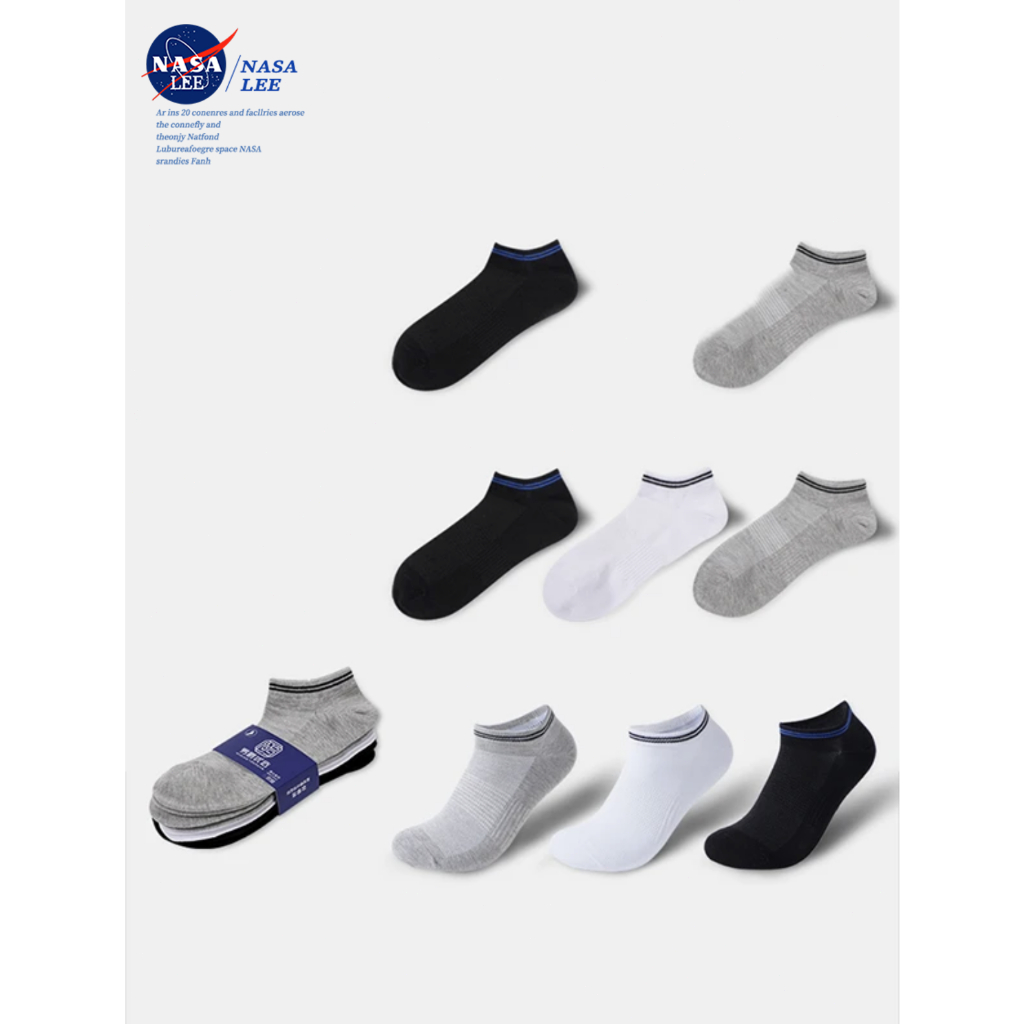 (Set 5) 2024 NASA – Tất Cotton Mỏng, Thấm Mồ Hôi, Kháng Khuẩn, Khử Mùi, Chống Mài Mòn