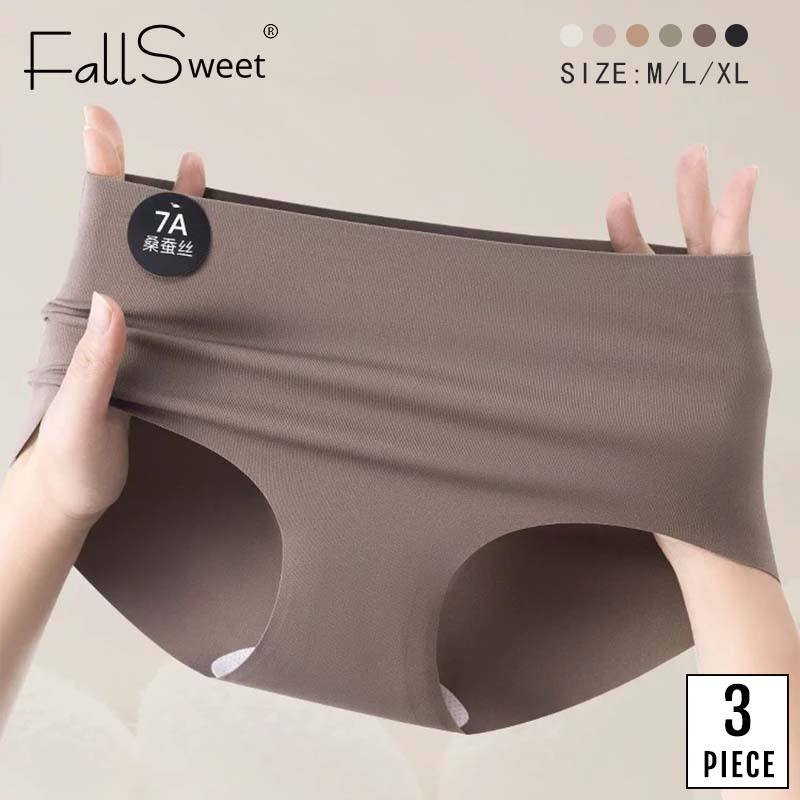 Ảnh Fallsweet Combo 3 7A Mulberry Silk Quần Lót Giữa Eo Liền Mạch Quần Đùi Nâng Hông Thoáng Khí Kháng Khuẩn Quần Lót Thể Thao Yoga 1