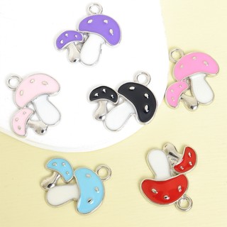 10 Chiếc Phong Cách Rừng Dễ Thương Sống Động Nhiều Màu Sắc Nấm Men Quyến Rũ, 6 Kiểu Để Lựa Chọn - Vòng Cổ Vui Vẻ Vòng Tay Bông Tai DIY Hoạt Hình Đôi Hình Nấm Nhỏ Giọt Dầu Hợp Kim Mặt Dây Chuyền