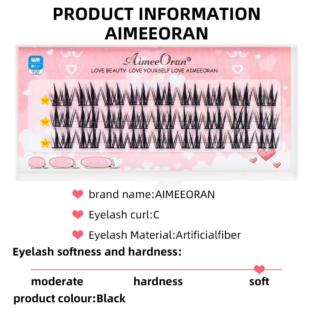 AIMEEORAN diy Lông Mi Giả 10mm-13mm Mix Tự Nhiên Chuyên Nghiệp Lông Mi Dài Trung Bình Trang Điể