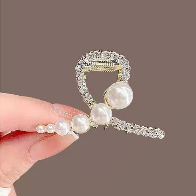Kẹp tóc ngọc trai cao cấp nhỏ tinh tế khí chất kim cương giả lấy kẹp bangs đơn giản nửa buộc tóc fascinator