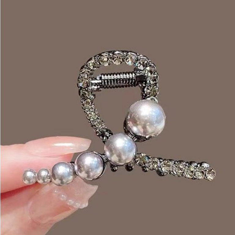 Kẹp tóc ngọc trai cao cấp nhỏ tinh tế khí chất kim cương giả lấy kẹp bangs đơn giản nửa buộc tóc fascinator