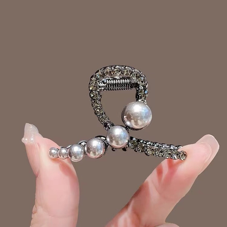 Kẹp tóc ngọc trai cao cấp nhỏ tinh tế khí chất kim cương giả lấy kẹp bangs đơn giản nửa buộc tóc fascinator