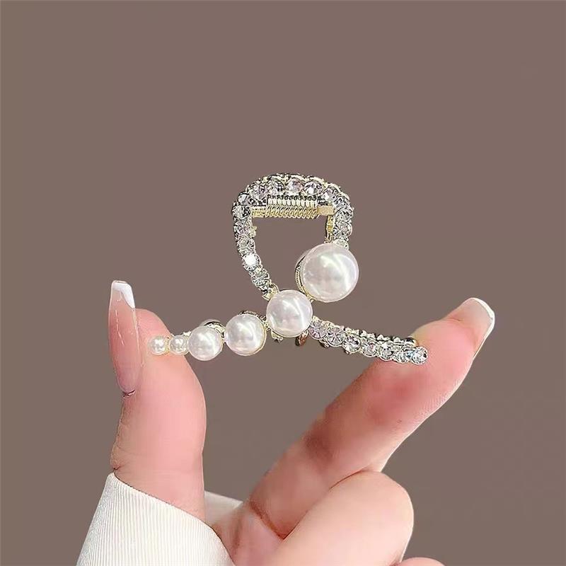 Kẹp tóc ngọc trai cao cấp nhỏ tinh tế khí chất kim cương giả lấy kẹp bangs đơn giản nửa buộc tóc fascinator