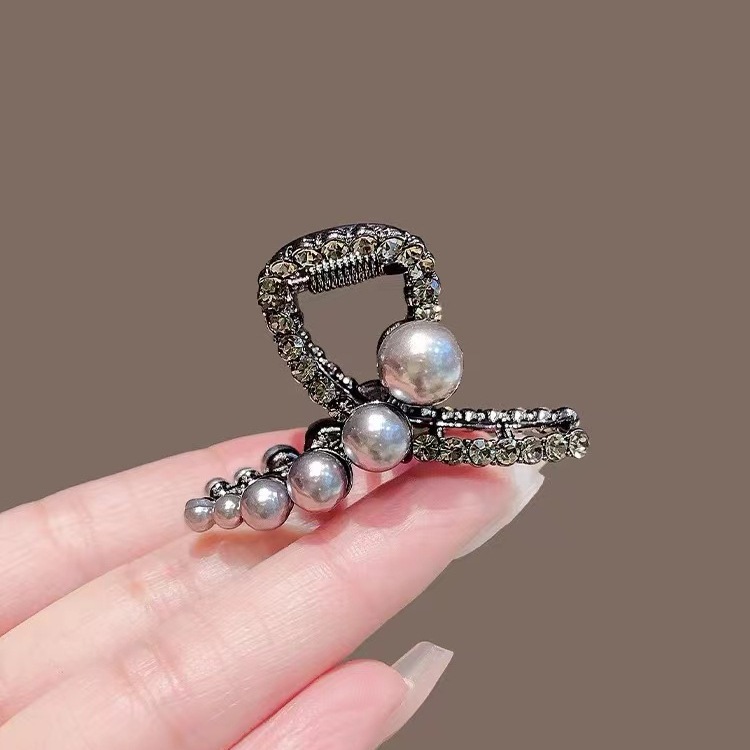 Kẹp tóc ngọc trai cao cấp nhỏ tinh tế khí chất kim cương giả lấy kẹp bangs đơn giản nửa buộc tóc fascinator