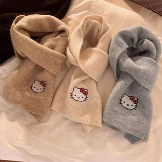 Khăn dệt kim hellokitty dễ thương Nhật Bản Khăn quàng cổ dày dặn mùa đông