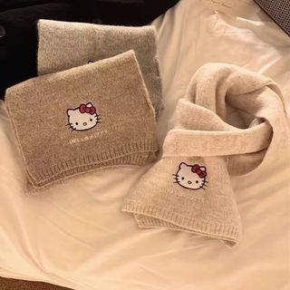 Khăn dệt kim hellokitty dễ thương Nhật Bản Khăn quàng cổ dày dặn mùa đông