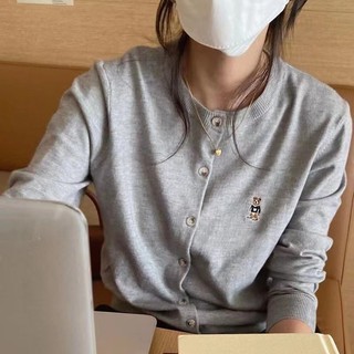 Phong Cách Hàn Quốc Nữ Thời Trang Ins Dệt Kim Ôm Cổ Chữ O Cardigan Áo Len Dài Tay