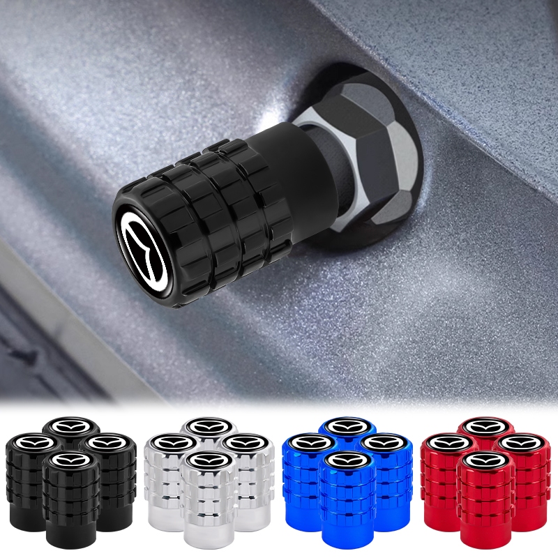 4 Hợp Kim Nhôm Lưới Van Ô Tô Chống Rò Rỉ Logo Xe Bánh Lốp Lõi Mũ Cho Xe Mazda 5 6 323 626 RX8 CX5 CX-4 MX3 MX5 Atenza Axela