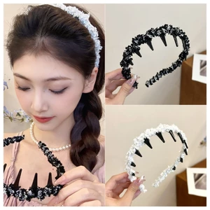 Băng đô vải bọc mùa thu đông mới dành cho nữ có cảm giác cao cấp và kẹp tóc chống trượt có răng