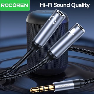 Cáp Âm Thanh Rcoren HIFI 3.5 Mm 2 TRONG 1 Nam Đến 2 Cổng Nữ Aux Adapter Cáp Mic Âm Thanh Y Bộ Chia Dây Vải Bện Tai Nghe Cho PC