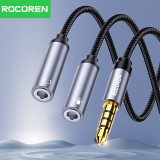 Cáp Âm Thanh Rcoren HIFI 3.5 Mm 2 TRONG 1 Nam Đến 2 Cổng Nữ Aux Adapter Cáp Mic Âm Thanh Y Bộ Chia Dây Vải Bện Tai Nghe Cho PC