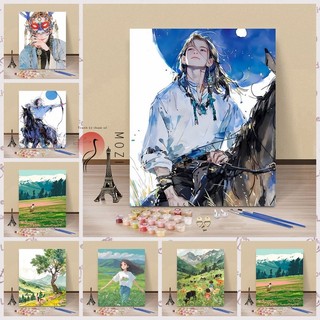 MOZI✨40 * 50cm / 30 * 40cm nhân vật thảo nguyên tranh tô màu theo số tranh số hóa tranh sơn dầu số hoáThảo Nguyên Phong Cảnh Tự Làm Anime Nhân Vật Kỹ Thuật Số Tranh Tự Làm Tranh Kỹ Thuật Số Vẽ Tay Tranh Acrylic Tranh Tô Màu Tranh Làm Đầy Tranh Trang