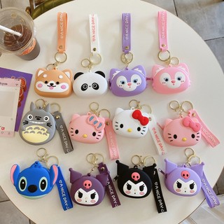 Phim hoạt hình KT Cat, Totoro, Kuromi, Lina, Belle, Stitch, Keji, Panda, Ví nhỏ dễ thương, Lưu trữ Mini silicon, Móc khóa, Ví không