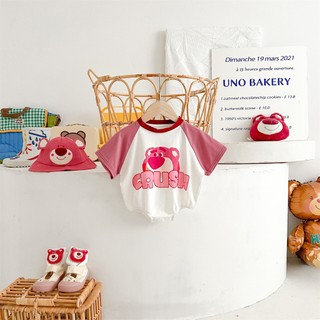 Sơ Sinh Mùa Hè Họa Tiết Gấu Hoạt Hình Ngắn Tay Quần Áo Phù Hợp Với Bé Trai Và Bé Gái Cotton Mềm Mại Thoáng Khí Áo liền quần (0-24m)