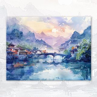 MOZI✨40 * 50cm / 30 * 40cm phong cảnh tranh tô màu theo số tranh số hóa tranh sơn dầu số hoá bộ tô màu theo số Tranh Phong Cảnh Kỹ Thuật Số Tranh Sơn Dầu Tự Làm Đầy Tranh Acrylic Tranh Kỹ Thuật Số Tranh Tay Chữa Bệnh Tranh Trang Trí Tranh Tay