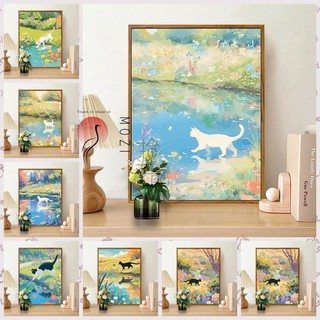 MOZI✨40 * 50cm / 30 * 40cm mèo ao tranh tô màu theo số tranh số hóa bộ tô màu theo số Ao Mèo Kỹ Thuật Số Tranh Sơn Dầu Tự Làm Tranh Hoạt Hình Giảm Sự Chán Chán Bức Tranh Handmade Tô Màu Tranh Graffiti Phong Cách Mới Tranh Acrylic Tranh Sơn Dầu