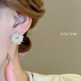 DREJEW Bạc 925 Kim Thiết Kế Pha Lê Cụm Hoa zircon Ngọc Trai Bông Tai Ánh Sáng Sang Trọng niche Bông Tai Cao Cấp Tinh Tế Thời Trang Không Gây Dị Ứng