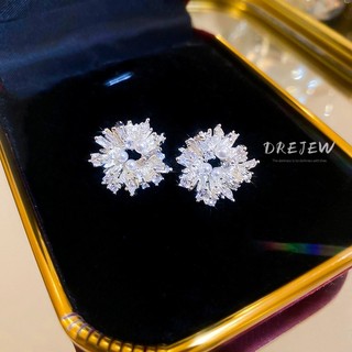 DREJEW Bạc 925 Kim Thiết Kế Pha Lê Cụm Hoa zircon Ngọc Trai Bông Tai Ánh Sáng Sang Trọng niche Bông Tai Cao Cấp Tinh Tế Thời Trang Không Gây Dị Ứng