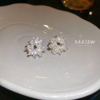 DREJEW Bạc 925 Kim Thiết Kế Pha Lê Cụm Hoa zircon Ngọc Trai Bông Tai Ánh Sáng Sang Trọng niche Bông Tai Cao Cấp Tinh Tế Thời Trang Không Gây Dị Ứng