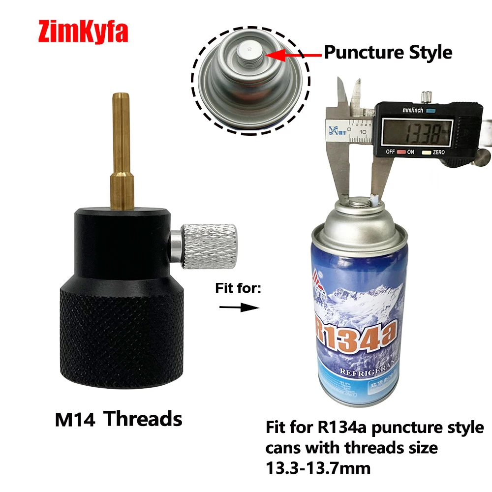 Bộ chuyển đổi làm đầy R134a Chất làm lạnh R290 Khí thủng Phong cách Chai Hộp đựng M14 cho tạp chí Phụ kiện mềm không khí