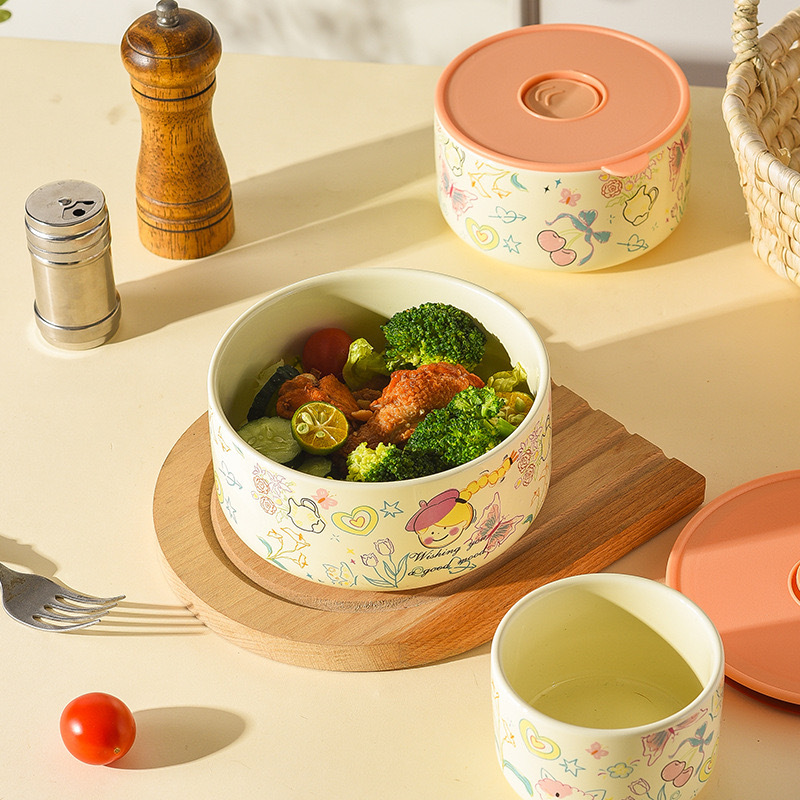 Hộp Bento Gốm Hộp Cơm Trưa Tươi Hộp Kín Tươi Hộp Bento Tròn Hộp Đựng Thực Phẩm Tròn Bát Tươi Giữ Hộp Gốm Tròn Hộp Bảo Quản Thực Phẩm Cửa Bụi Hộp Phục Vụ Tươi
