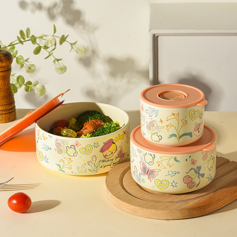 Hộp Bento Gốm Hộp Cơm Trưa Tươi Hộp Kín Tươi Hộp Bento Tròn Hộp Đựng Thực Phẩm Tròn Bát Tươi Giữ Hộp Gốm Tròn Hộp Bảo Quản Thực Phẩm Cửa Bụi Hộp Phục Vụ Tươi