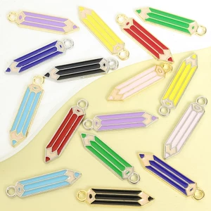 10 Chiếc Vui Nhộn Nhiều Màu Bút Chì Gỗ Men Nhỏ Giọt Dầu Quyến Rũ Học Sinh Bút Dây Xích, Túi Đựng Bút Trang Trí Móc Khóa Hoạt Hình DIY Văn Phòng Phẩm Mặt Dây Tạo Kiểu - Quà Tặng Lý Tưởng Cho Bắt Đầu Mùa Học